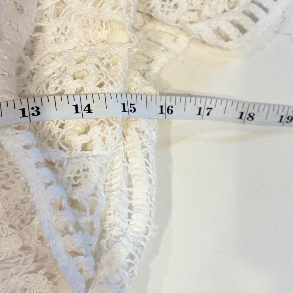 Saylor Free People Adeline White Crochet Lace Romper Flutter Sleeve Pom Pom XS - Picture 8 of 9